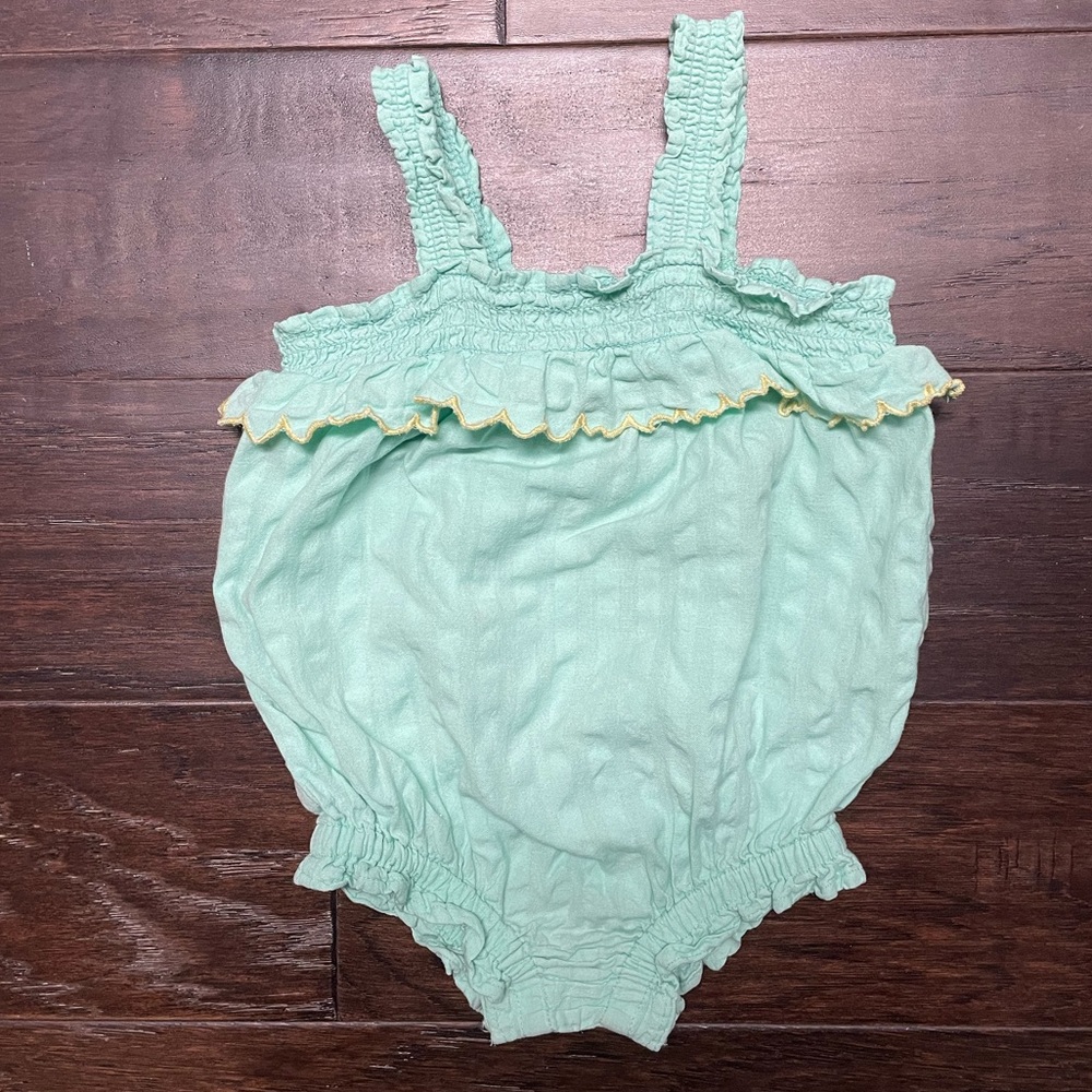 Old Navy Light Green Baby Girl Ruffle Romper 6-12 month